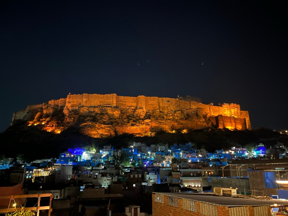 Night view of Mehrangarh Fort