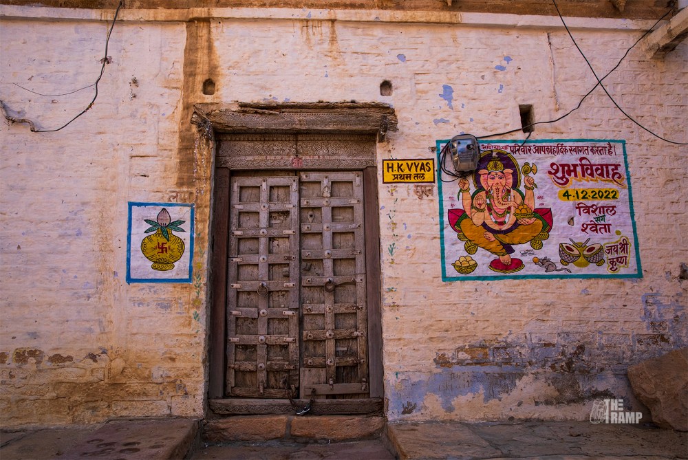 Tradition in Jaisalmer: Invitation letters are depicted on the outer wall of the home